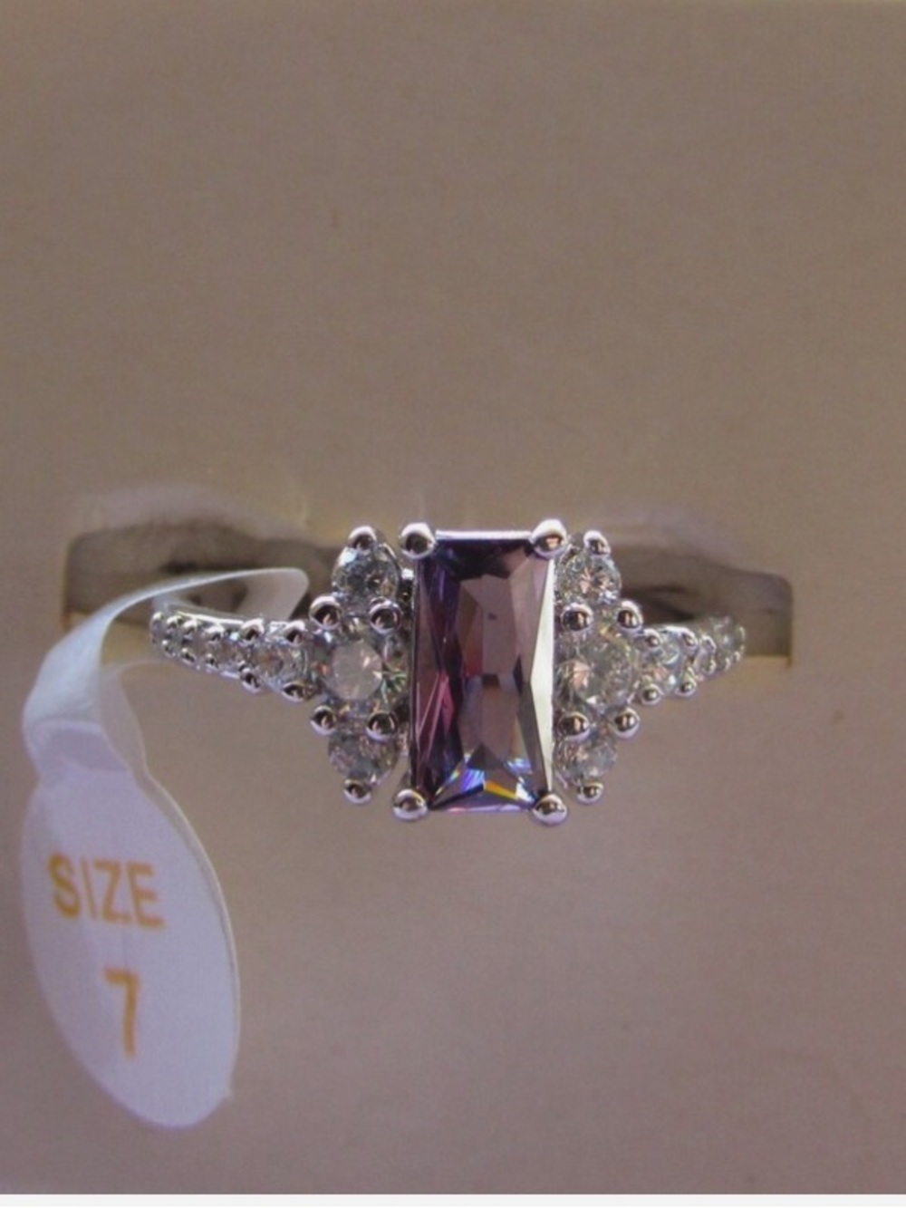 Bomb Party "Glitz & Style" Dark Amethyst CZ Rhodium Plated Ring Size 6 Zirconia - Picture 9 of 10